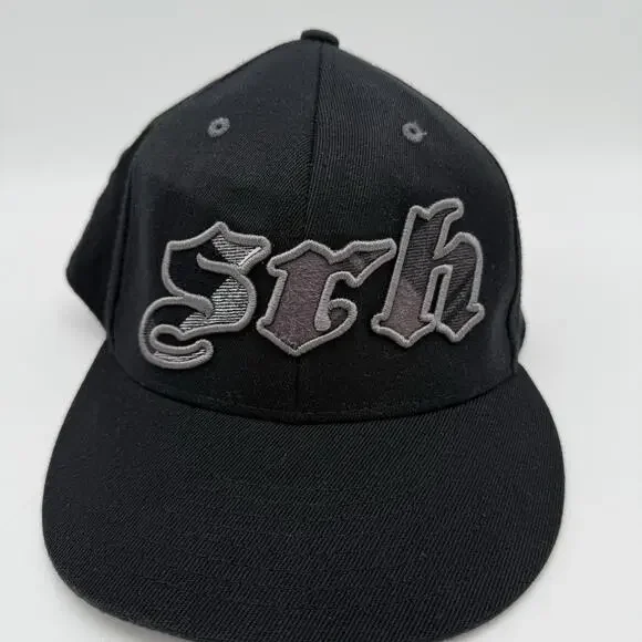SRH‎ Flex Fit 210 Fitted Men's Baseball Hat Cap Black W/ Plaid Logo 7 1/4-7 5/8 - Picture 2 of 9